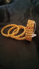 Maroon gilli 6pc 24k gold plated bangle set
