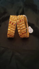 Maroon gilli 6pc 24k gold plated bangle set